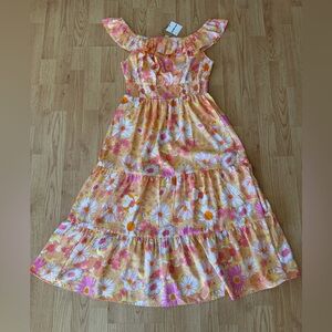 Charlotte Russe Sz L Floral Maxi Dress NEW Boho Flowy Spring Summer Beach